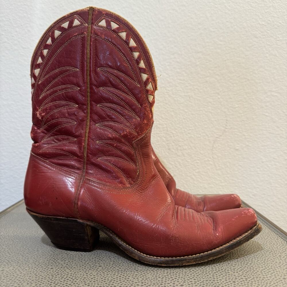 Rare Vintage Texas Ranger Boots Tex Tan of Yoakum Red Women’s Sz 6 C